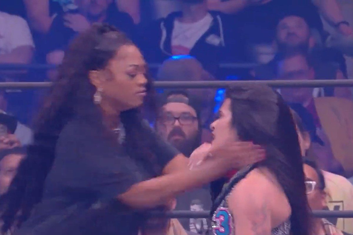 Trina Picks Up Wrestler Diamante By Her Hair and Slaps Her – Watch