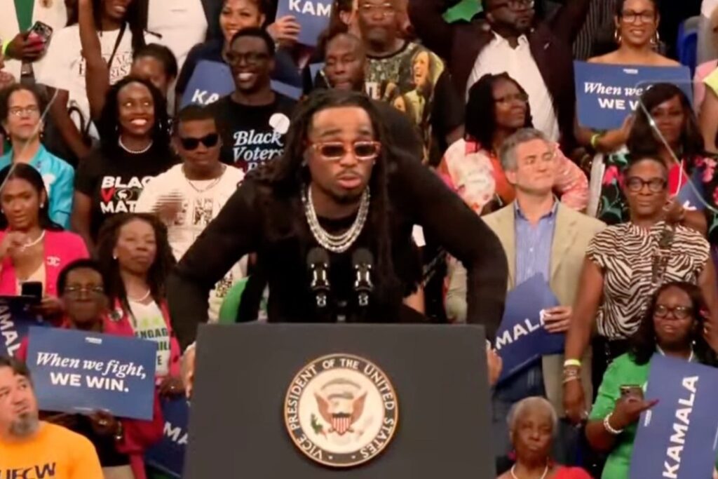 Quavo Speaks at Kamala Harris’ Atlanta Campaign Rally