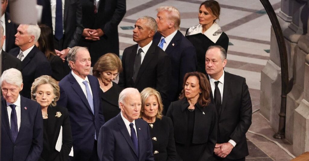 kamala harris bashed cropping donald trump out jimmy carter funeral