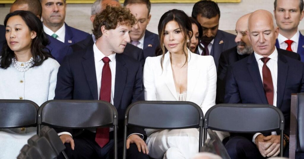 Mark Zuckerberg Caught Ogling Lauren Sánchez’s Cleavage While Sitting Next to His Wife at Donald Trump’s Inauguration