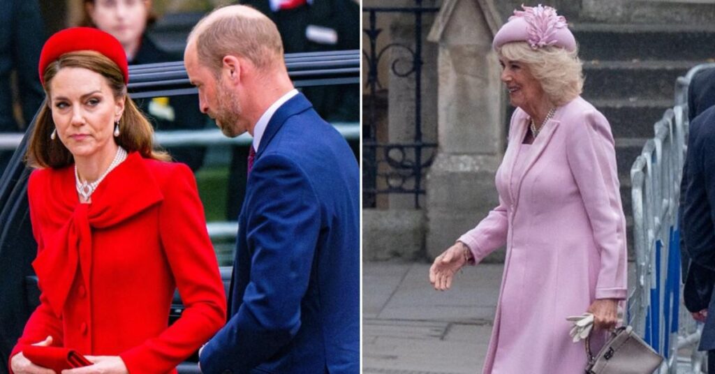 Kate Middleton Stands Out in Red While Attending Commonwealth Day Service With Prince William, King Charles and Queen Camilla: Photos