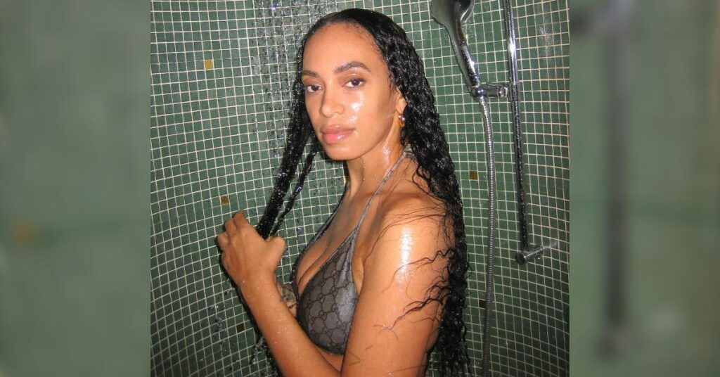 solange makeup free shower gucci bikini body photos