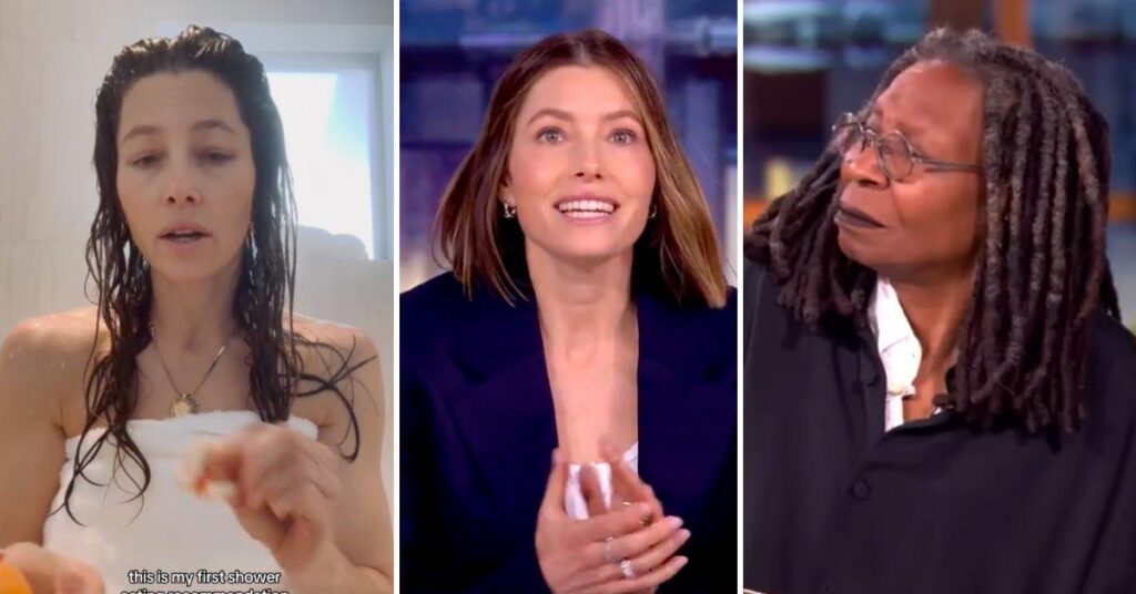 ‘The View’: Skeptical Whoopi Goldberg Questions Jessica Biel’s ‘Gross’ Habit of Eating Snacks in the Shower