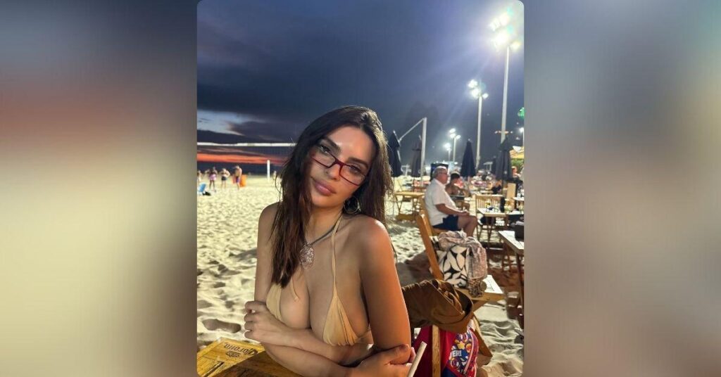 Image of Emily Ratajkowski indulged in a tropical vacation this month.