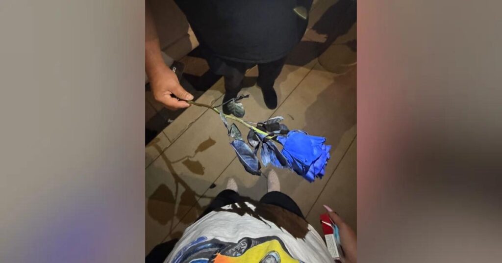 Photo of Amanda Bynes posted a photo of a mystery man giving her a blue rose.