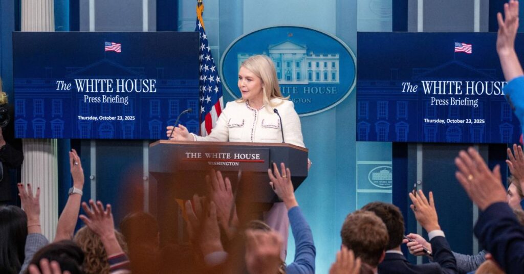 Image of the White House defended Karoline Leavitt's statements.