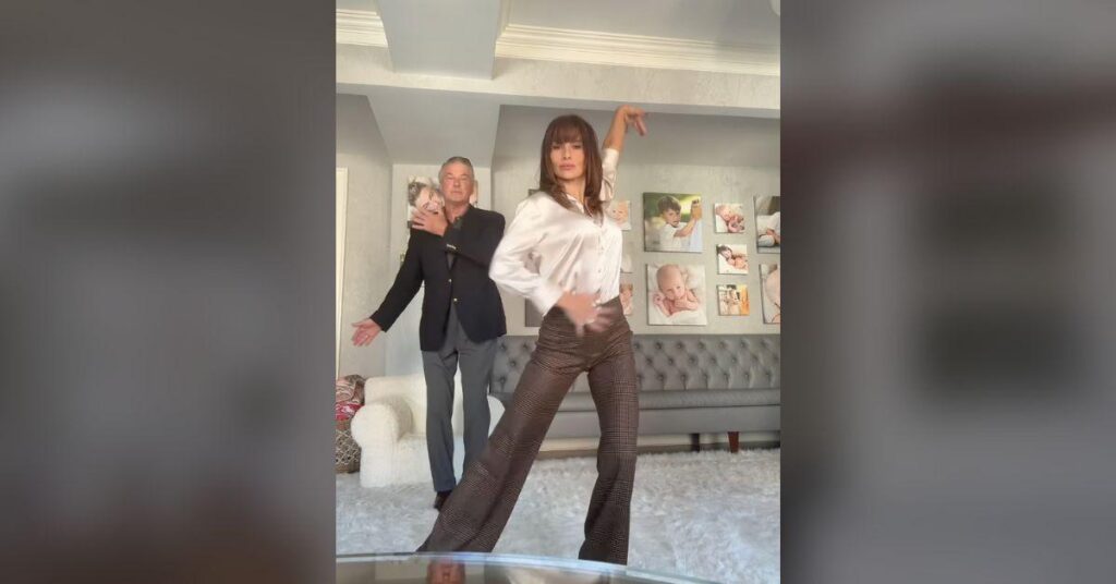 Image of Hilaria Baldwin frequently posts dance videos with husband Alec.