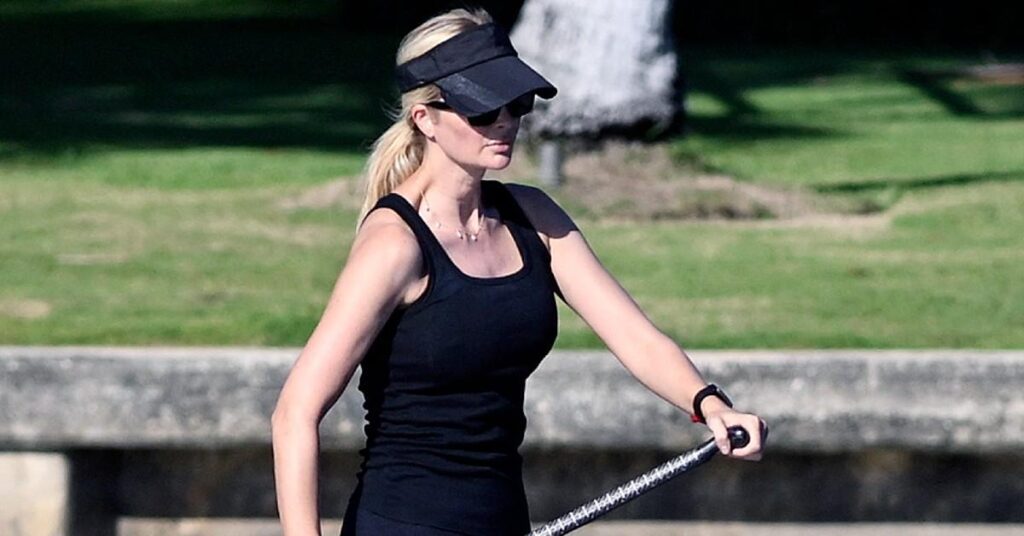 Photo of Ivanka Trump wore a black mini dress while getting her outdoor exercise.