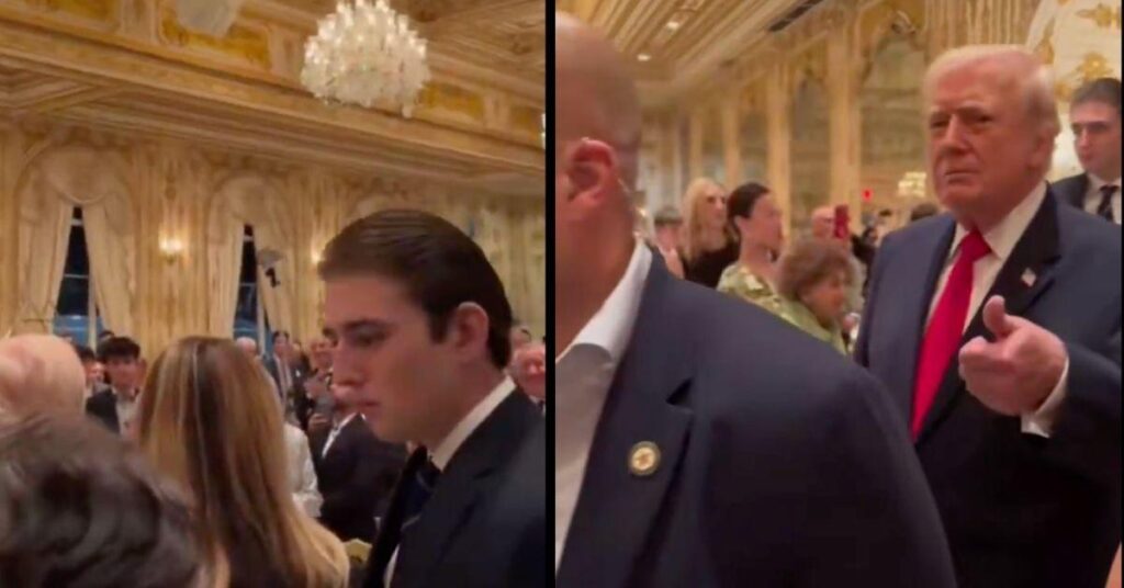 image of As Donald Trump waltzed into the dining room for Thanksgiving, Barron trailed behind him.