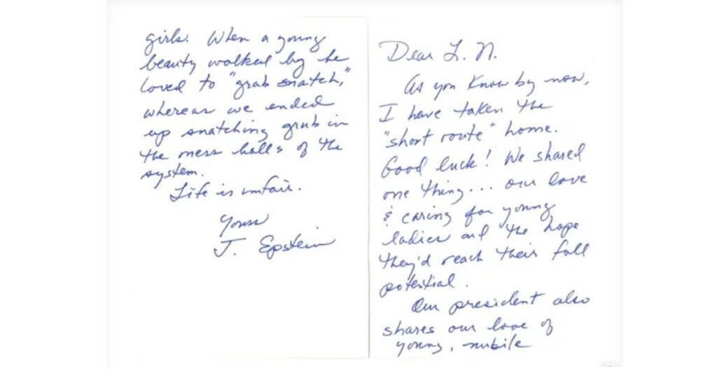 Photo of Epstein mentioned Trump's love of 'young, nimble girls' in an alleged 2019 letter.