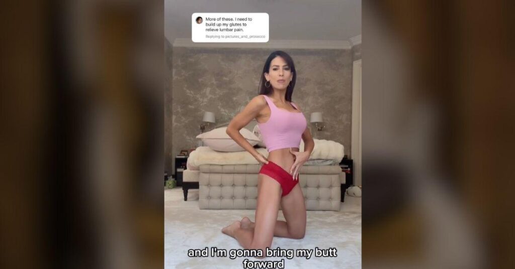 image of Hilaria Baldwin wore lingerie for her workout clip.