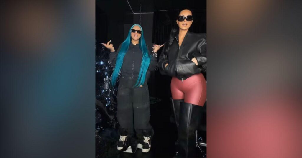 image of North West stepped out with bleached eyebrows during a night out with Kim Kardashian.