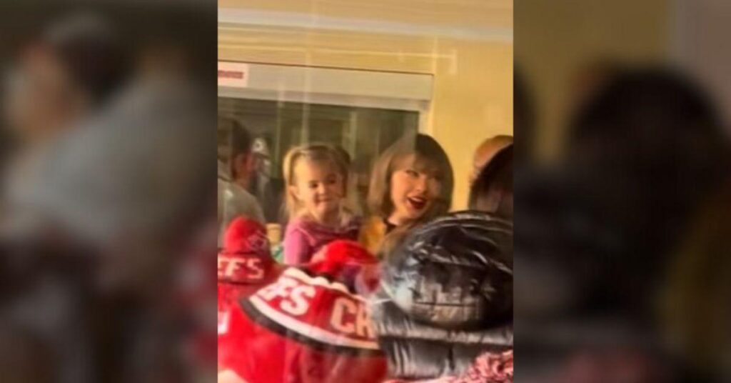 image of Taylor Swift shared playful moments with the Kelce kids in the stands.