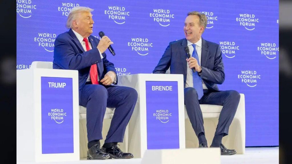 Photo of The president was mocked for showing his 'massive cankles' at the WEF.