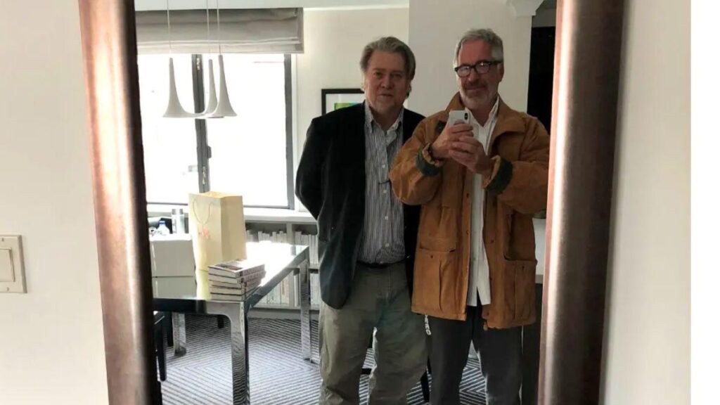 image of Steve Bannon was included in photos released related to the late s-- offender.