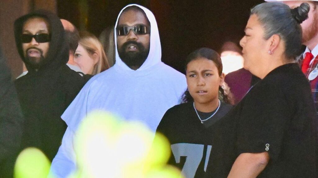 image of Kanye and North West sang their collaboration 'Piercing on My Hand' in Mexico.