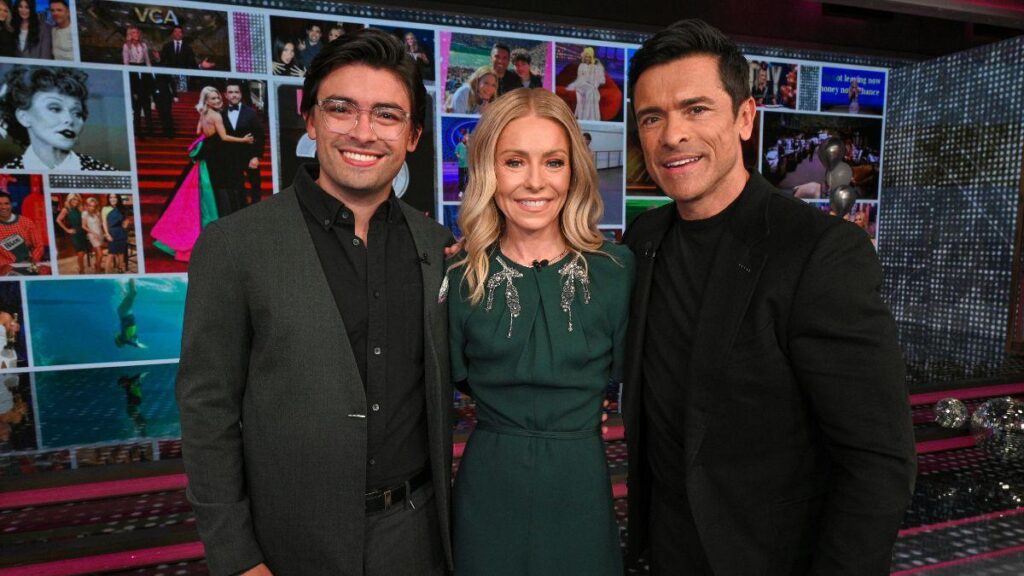 Image of Kelly Ripa was surprised by her son Michael Consuelos during the 'Live' 25th anniversary special.