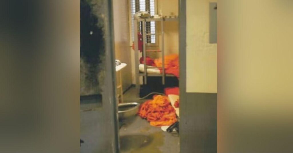 image of The late perpetrator jail cell had excessive linens and hazards.